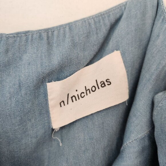 N/Nicholas Blue Chambray Dress Lighweight Boho Western Rodeo Women's 6 - Picture 8 of 10